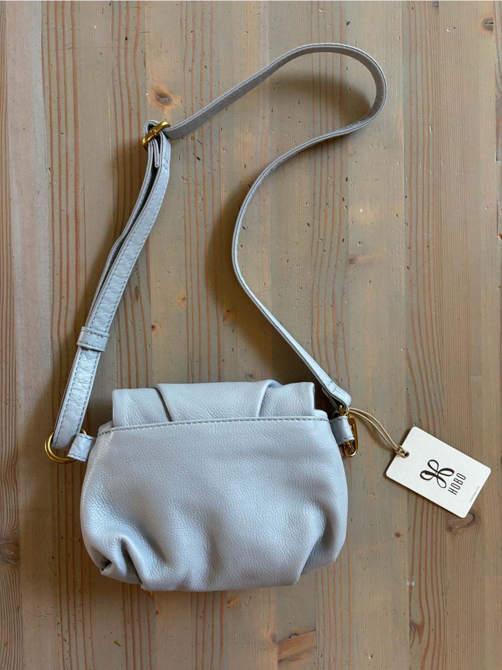 HOBO Harley Crossbody Sling Bag Purse Blue Pearl Pebbled Leather - Picture 4 of 8